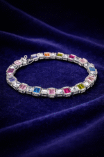 92.5 silver rainbow baguette - cut gemstone tennis bracelet