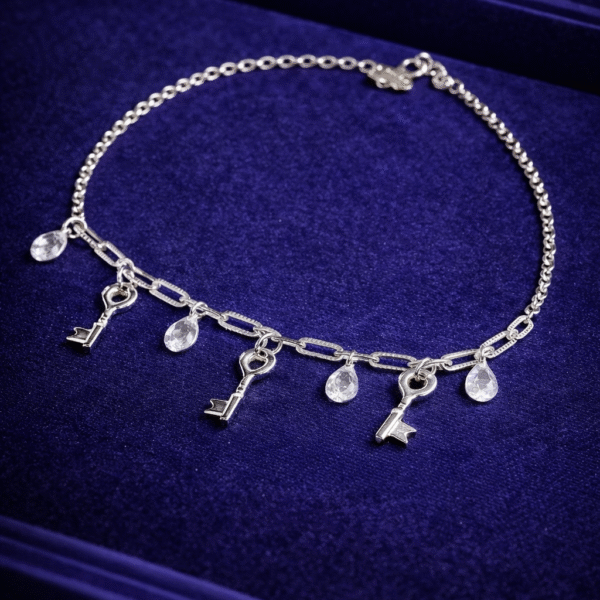 92.5 Silver Key Charm Bracelet