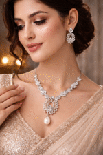 92.5 silver zircon studded necklace + earrings - Image 3