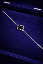 92.5 silver van cleef style zircon studded  bracelet (black) - Image 2