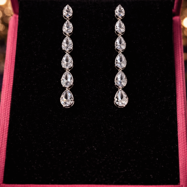 92.5 silver zircon studded drop earrings