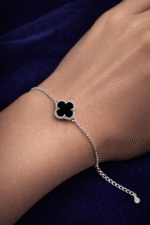 92.5 silver van cleef style zircon studded  bracelet (black)