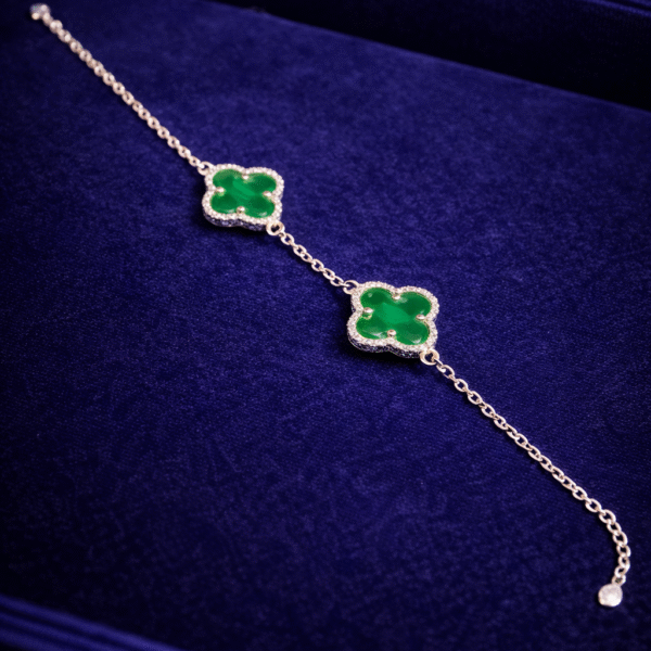 92.5 silver van cleef style bracelet (green)