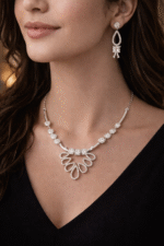 Moissanite diamond silver necklace with rhodium polish - anti tarnish - Image 2