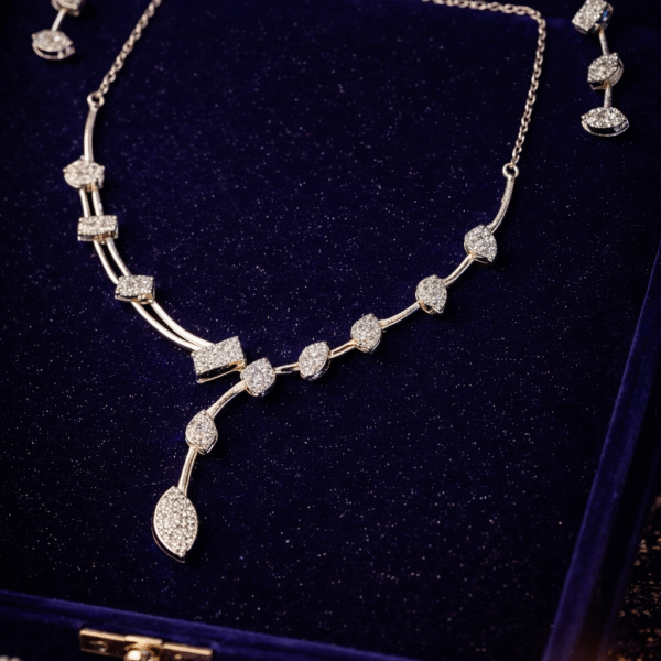 Moissanite diamond silver necklace with rhodium polish - anti tarnish