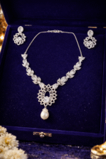 92.5 silver zircon studded necklace + earrings - Image 2