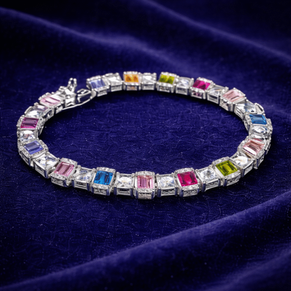 92.5 silver multi - colored tennis bracelet